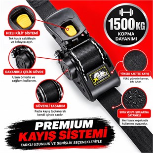 Sunup SN-37790 Otomatik Geri Sarımlı Cırcırlı Yük Bağlama Kayışı Halatı 3 Metre 2 Ton