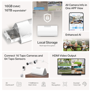 TP-LINK 16kanal Yapay Zeka Home Base Kablosuz TAPO H500