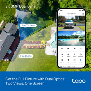 TP-LINK 3MP Tapo C246D Wifi Kablosuz Çift Lensli Pan/Tilt IP Güvenlik Kamerası