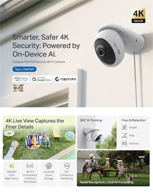 TP-LINK 8MP PTZ OutDoor Kablosuz Pan-Tilt IP Kamera Tapo Tapo C560WS