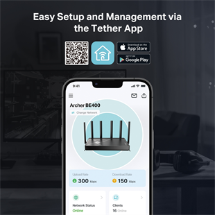TP-LINK ARCHER BE400 WIFI7 BE6500 Çift Bant Router