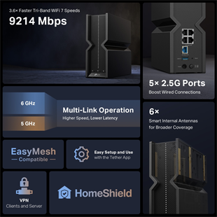 TP-LINK ARCHER BE550 BE9300 Üç Bantlı Wıfı7 Mesh Router