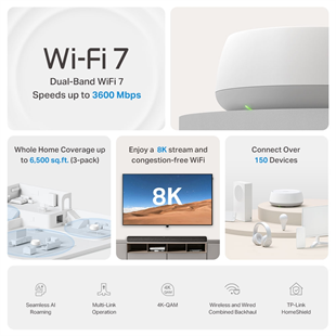 TP-LINK DECO BE22-3P WIFI7 BE3600 Mesh Router 3lü paket 600 m²’ye kadar kapsama