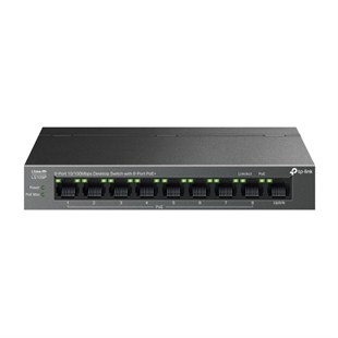 TP-LINK LS109P 9 Port Mbit 8 Port PoE+ 63W 1xMbit Uplink Desktop Yönetilemez Çelik Kasa Switch