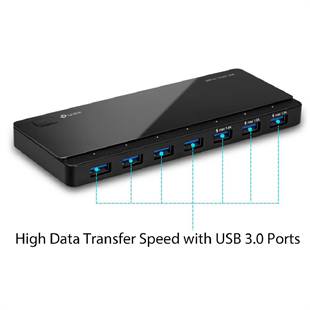 TP-LINK UH700 7port USB 3.0 Siyah USB Çoklayıcı Hub Adaptörlü