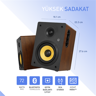 Thonet & Vander KÜRBIS 2.0 72W Cinema Ahşap Speaker - 2.0 Sistem - 72W RMS
