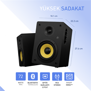 Thonet & Vander KÜRBIS 2.0 72W Cinema Siyah Speaker - 2.0 Sistem - 72W RMS