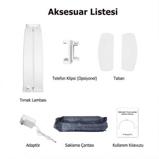 TrLed F-550A Beyaz 55cm Katlanabilir Yarım Ay Protez Tırnak ve Güzellik Uzmanı Masa Lambası Beyaz