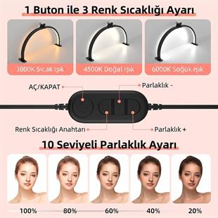 TrLed F-700A 70CM Pembe Elmas Desenli Katlanabilir Masaüstü Manikür ve Protez Tırnak Lambası