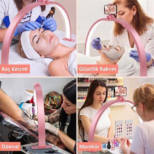TrLed F-700A 70CM Pembe Katlanabilir Masaüstü Manikür ve Protez Tırnak Lambası