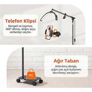 Trled F-700B Katlanabilir Ayaklı ve Tekerlekli Siyah Güzellik Salonu Lambası