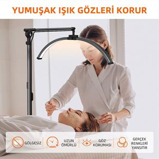 Trled F-700B Katlanabilir Ayaklı ve Tekerlekli Siyah Güzellik Salonu Lambası