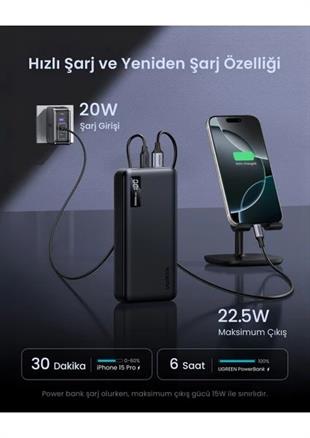 Ugreen 20.000 Powerbank Pd 3.0 2xUsb-A 1xUsb-C