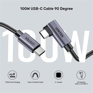 UNITEK 90D USB-C SARJ KABLOSU 1M 100W (C14123BK-1M)