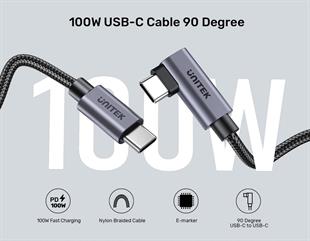 UNITEK TYPE-C HIZLI ŞARJ 90D 2MT 100W(C14123BK-2M)
