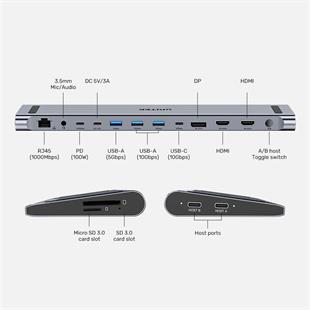 UNITEK UHUB15+ USB-C 4K BAGLANTI ISTASYONU (D1106AGY01)