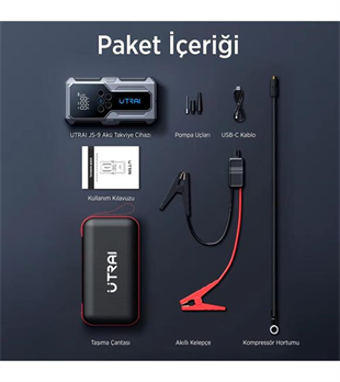 UTRAI Jstar JS9 15000mAh 4 in 1 Jump Starter+Lastik Şişirme Pompalı Taşınabilir Akü Takviye Kiti