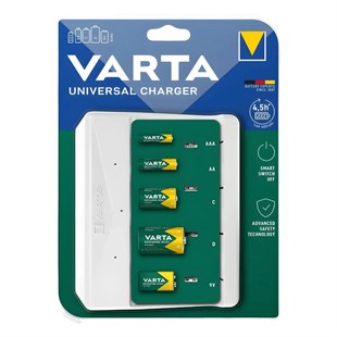 Varta 57658 Universal Charger Type-C USB Çoklu 5li Pil Şarj Cihazı (AA / AAA / C / D / 9V)