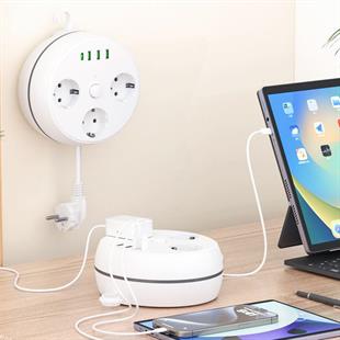 Vea VE-26583 3LÜ 1.5 Metre Kablolu 3 USB / TYPE-C Girişli Akım Korumalı Grup Priz