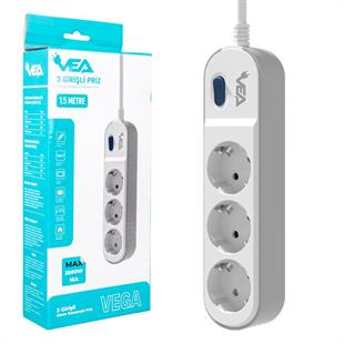 Vea VE-VEGA103 A Class 3lü Anahtarlı 1.5 Metre Akım Korumalı Priz