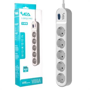 Vea VE-VEGA105 A Class 5li Anahtarlı 1.5 Metre Akım Korumalı Priz