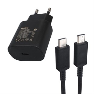 WEKO WK-27877 NOTE10 25 WATT SİYAH ŞARJ BAŞLIK ADAPTÖRÜ + TYPE-C TO TYPE-C KABLO 27877