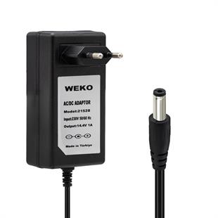 Weko 14.4 Volt - 1 Amper 5.5*2.5 Uçlu Plastik Işıklı Kasa Priz Tip Adaptör