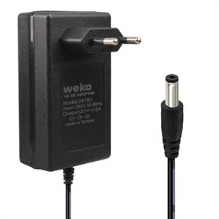 Weko 21 Volt - 2 Amper 5.5*2.5 Mm Uçlu Kırmızı Yeşil Ledli Priz Tipi Şarjlı Matkap Adaptörü