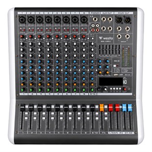 Westa WM-10PMX 2x500W 10 Kanal Power Mikser USB, Bluetooth 32DSP Dijital Profesyonel Ses Mikseri