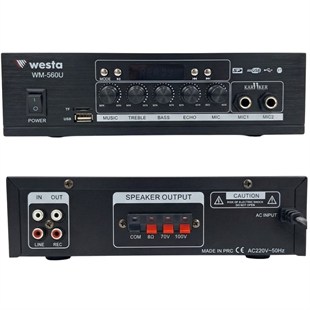 Westa WM-560U Hat Trafolu USB - SD - Bluetooth Destekli Mini Mixer Amfi