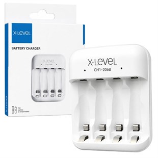X-LEVEL CH1-206B 4 Yuvalı USB-C Girişli Akıllı AA/AAA Ni-MH Hızlı Pil Şarj Cihazı