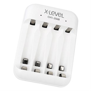 X-LEVEL CH1-206B 4 Yuvalı USB-C Girişli Akıllı AA/AAA Ni-MH Hızlı Pil Şarj Cihazı