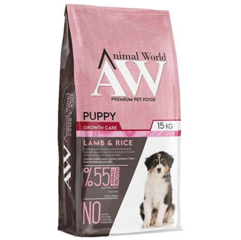 Animal World Puppy Kuzu Etli Pirinçli Yavru Köpek Maması 15 kg