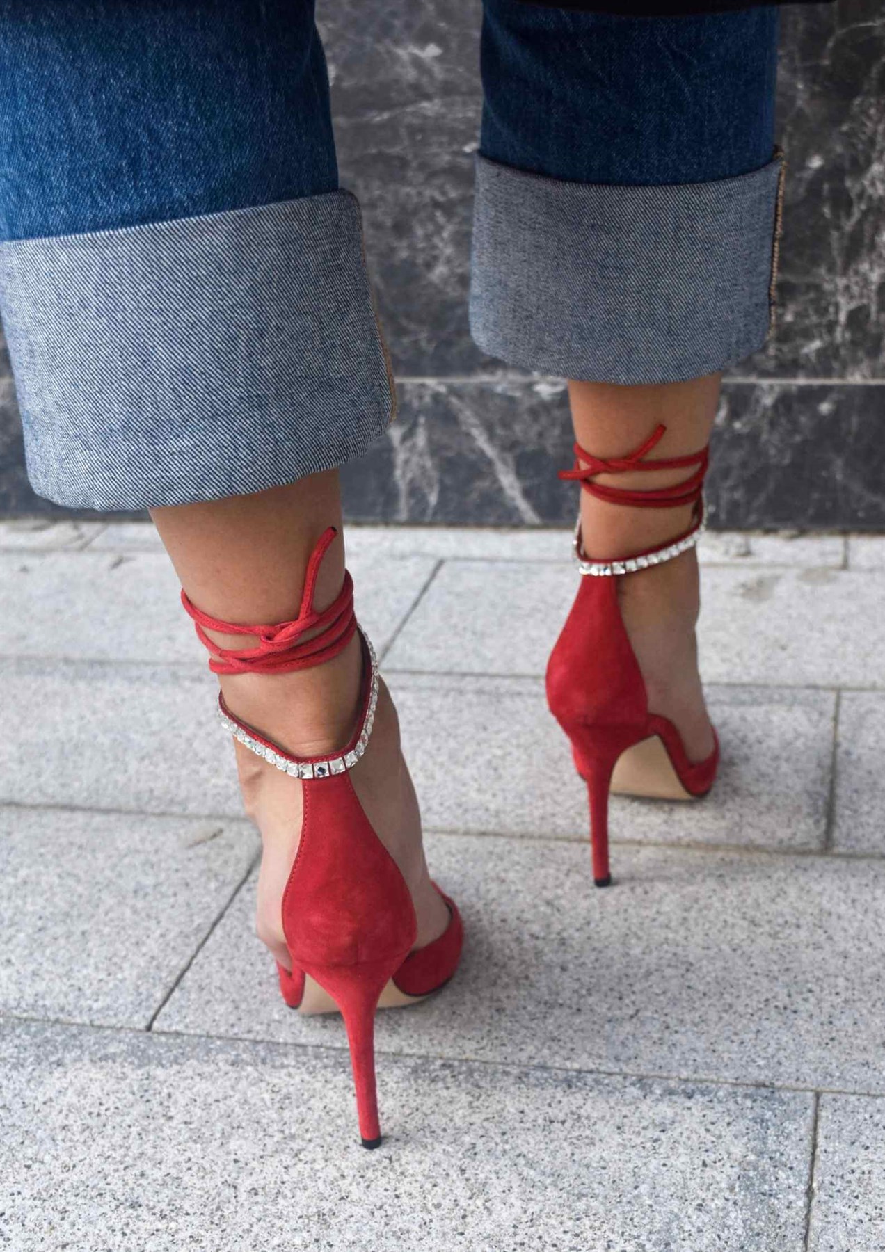 Startime Kırmızı Süet Kadın Topuklu Ayakkabı