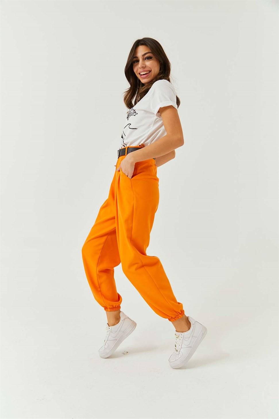 Baggy Orange Women's Pants Tuba Butik