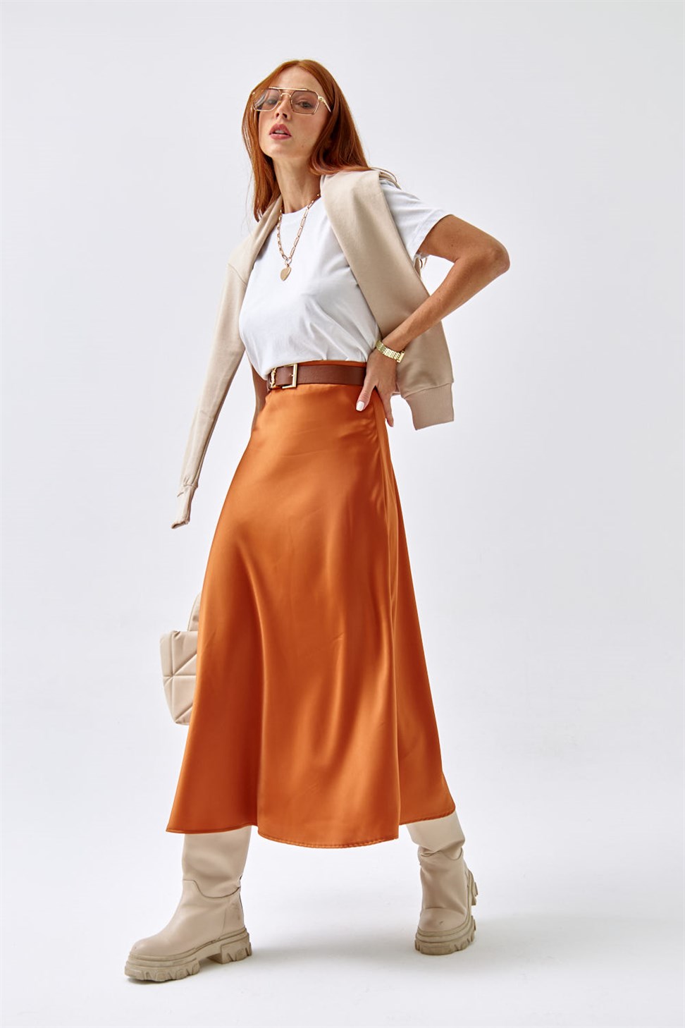 New look satin bias hotsell cut skirt in rust