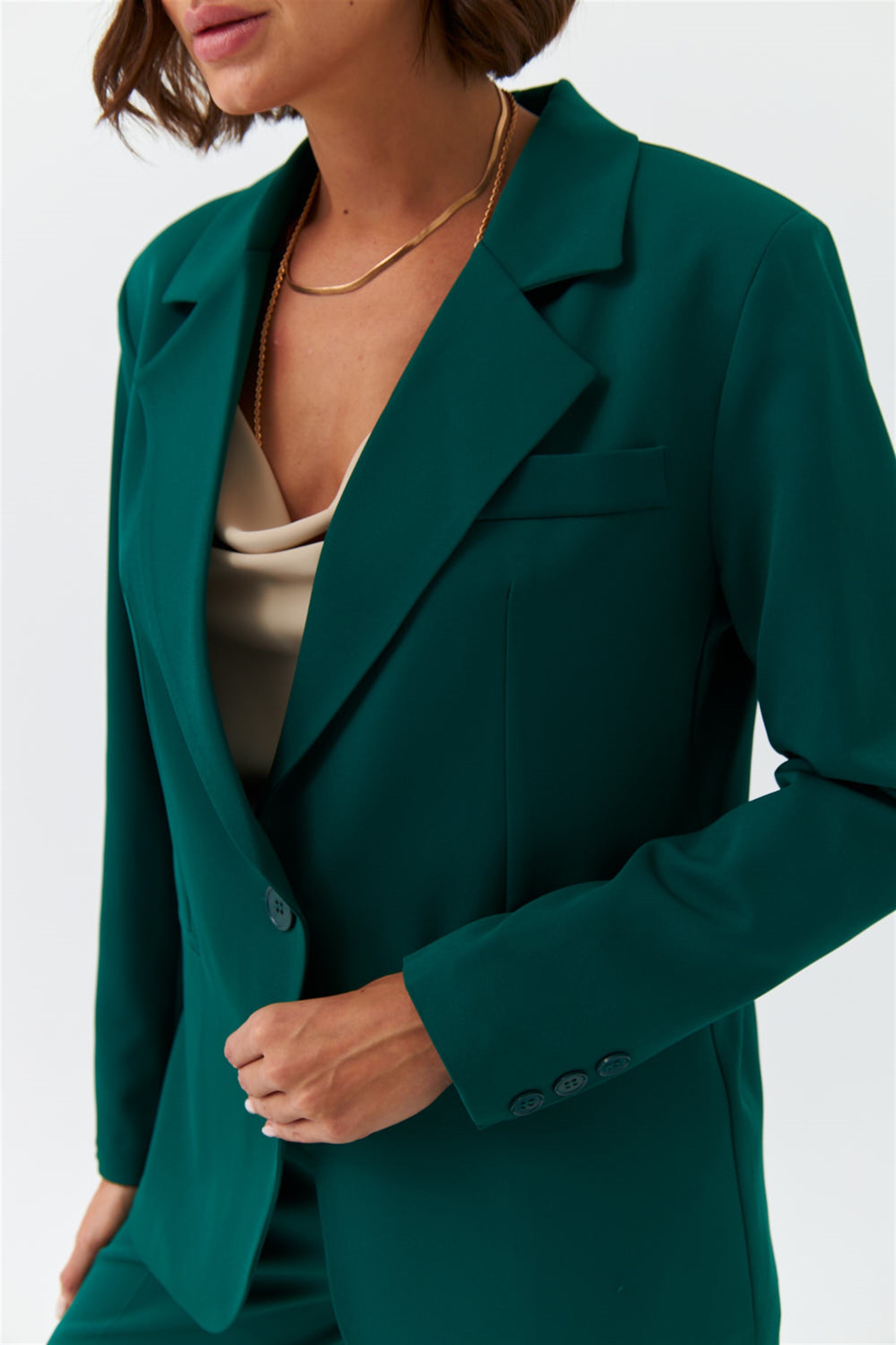 Blazer Zümrüt Yeşil Kadın Ceket | Tuba Butik