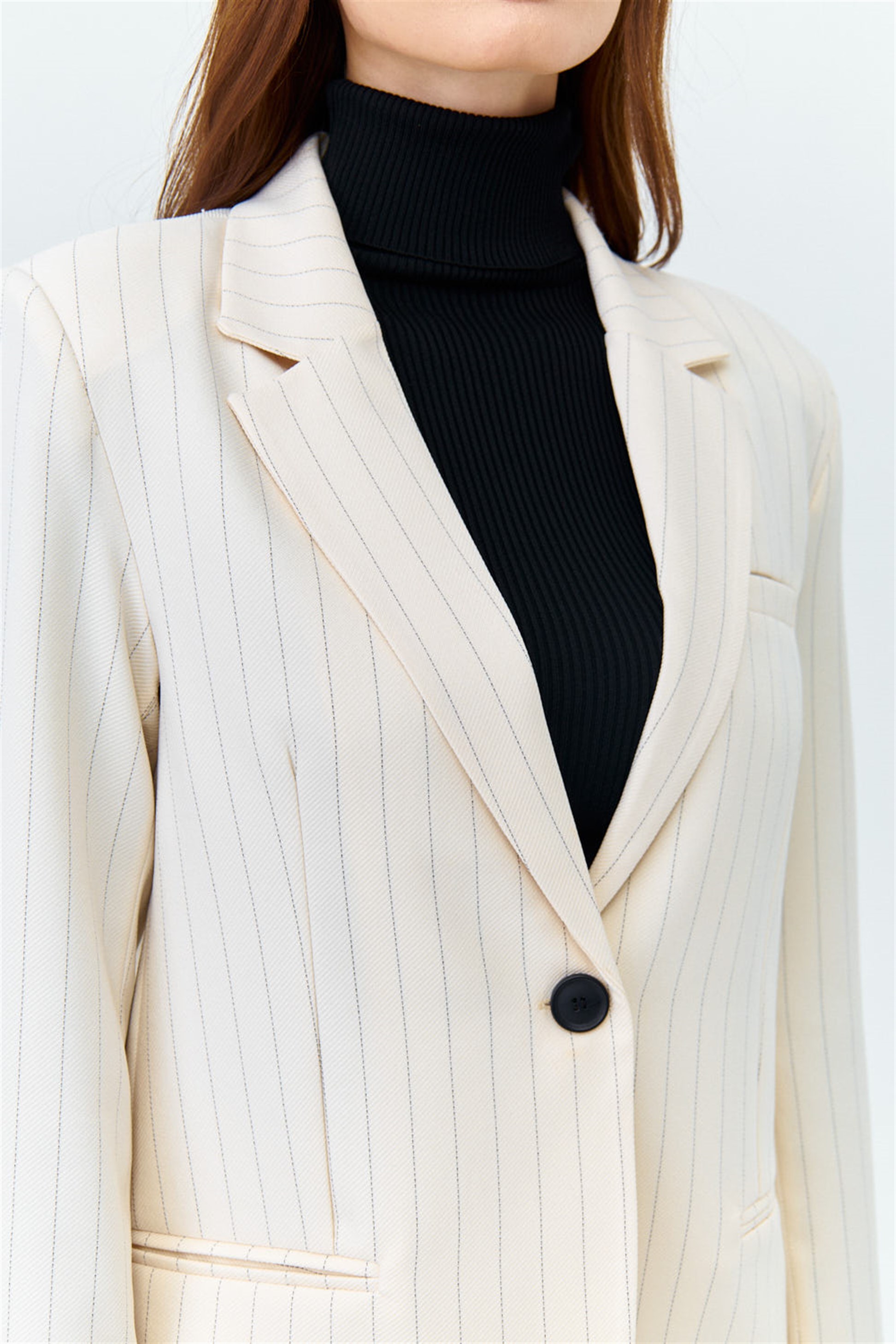 Striped Blazer Jacket Pants Cream Women's Suit | Tuba Boutique