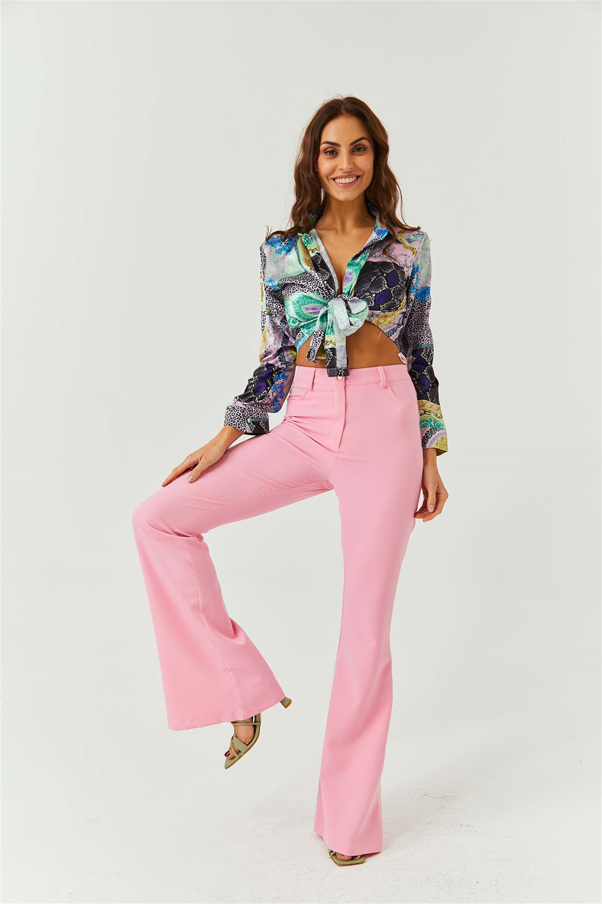 Spanish trotter hidden pocket detailed pink woman pants | Tuba Butik