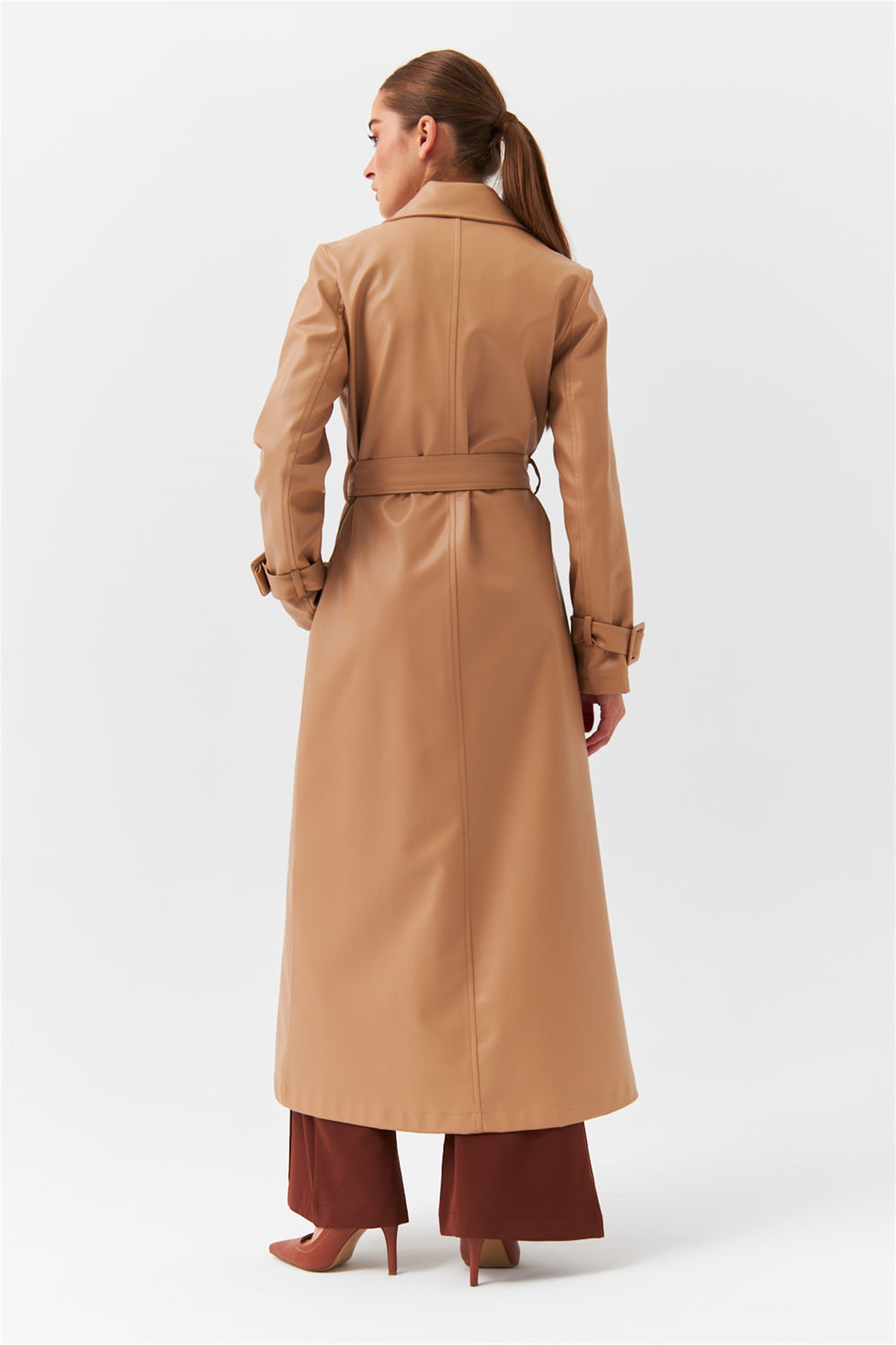 Modest Faux Leather Belt Camel Women S Trench Coat