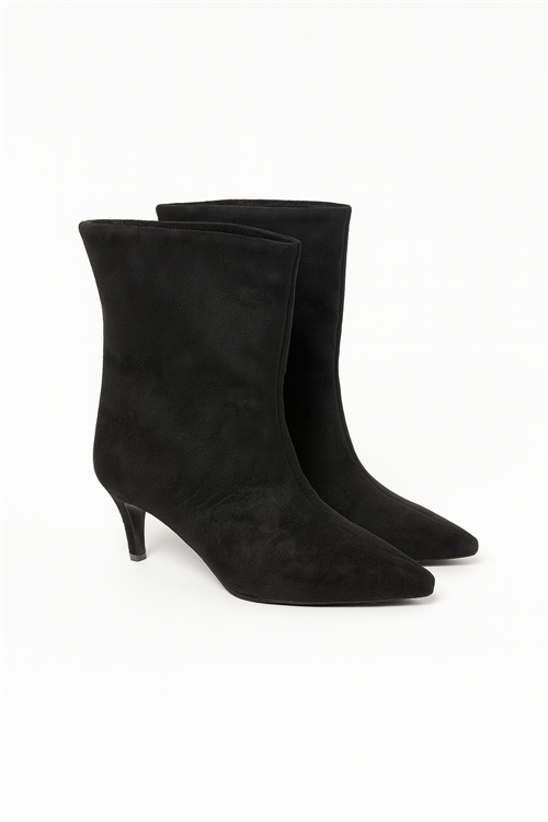 Albam Süet İnce Topuk Bot Siyah - Topuklu Bot