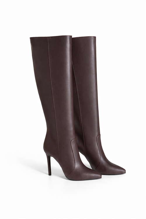 Aurora İnce Topuklu Çizme Kahverengi - Topuklu Çizme