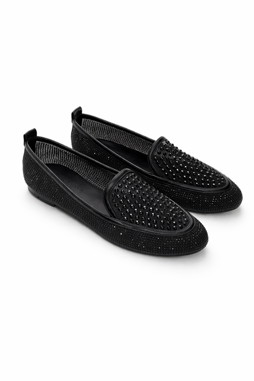 Crystal Flat 3 Babet Siyah - Düz Babet