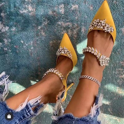 Desire Crystal Stone Shoes Yellow