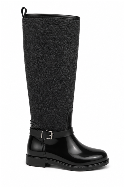 Rubber Long Rain Çizme Siyah - Düz Çizme