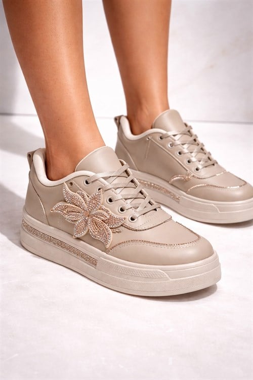 Sun Özel Tasarım Yüksek Tabanlı Spor Ayakkabı Nude - 