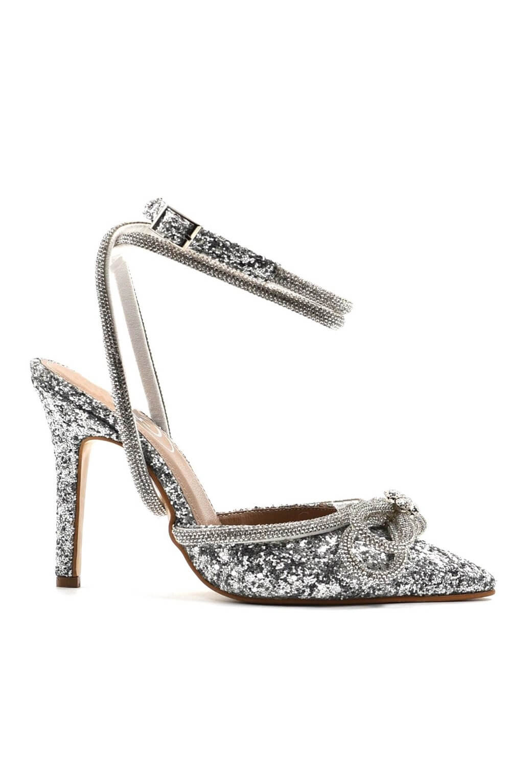Amor Pure Kristal Taşlı Ayakkabı Gümüş - Kadın Ayakkabı