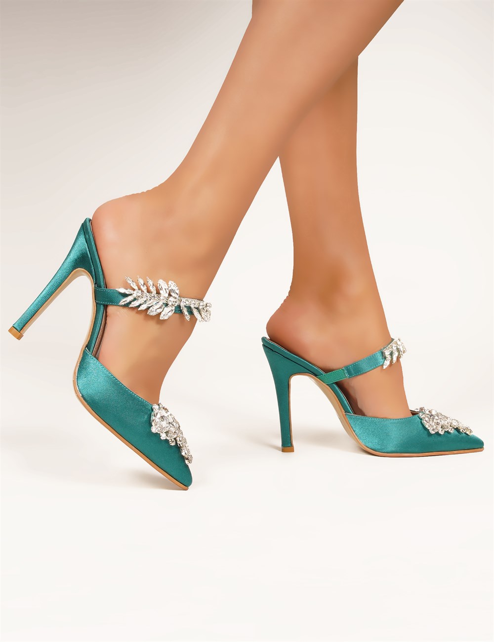 Desire Kristal Taşlı Ayakkabı Yeşil - Kadın Ayakkabı