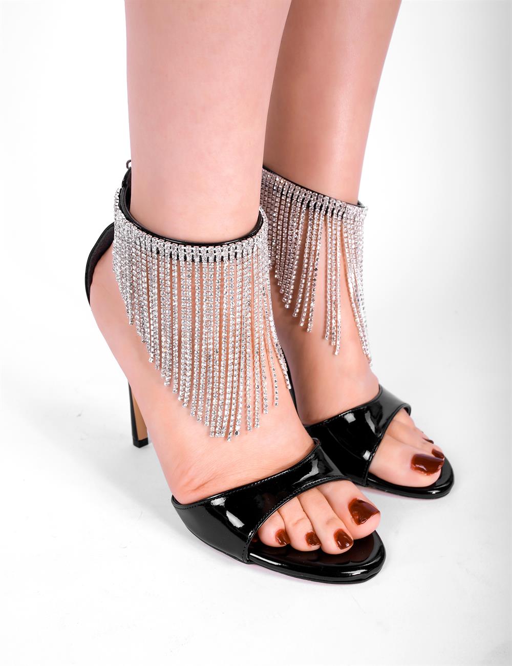Fenny Kristal Taşlı Topuklu Ayakkabı Siyah - Kadın Ayakkabı