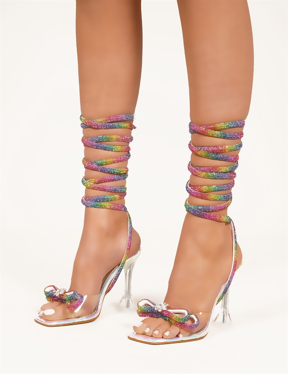 Italian Muse Long Kristal Taşlı Ayakkabı Gökkuşağı - Kadın Ayakkabı